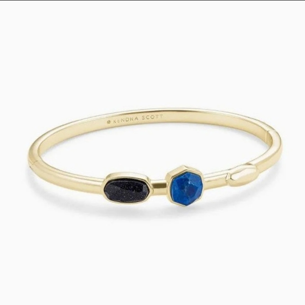 Kendra Scott Davie Gold Bangle Bracelet Blue Mix